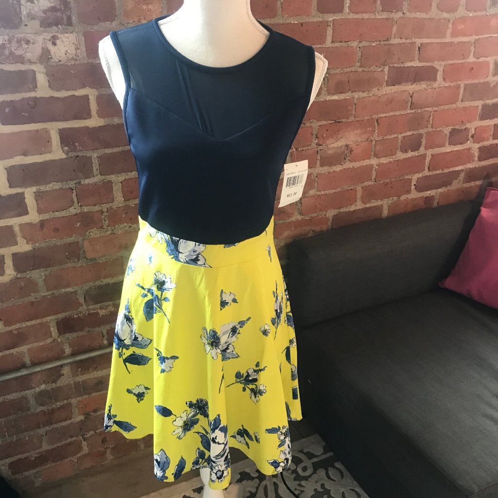 Nwt Yellow And Navy Dress